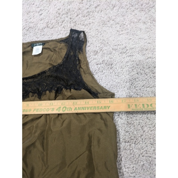 J. Crew Silk Tank Green Brown Size 6 with Lace - Picture 4 of 8